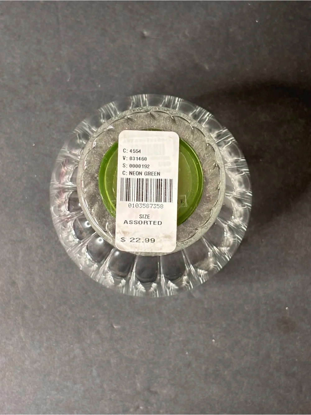 Anthropologie Lucia Neon Glass Vase Fluted Clear Outer Green & Purple Inside NWT